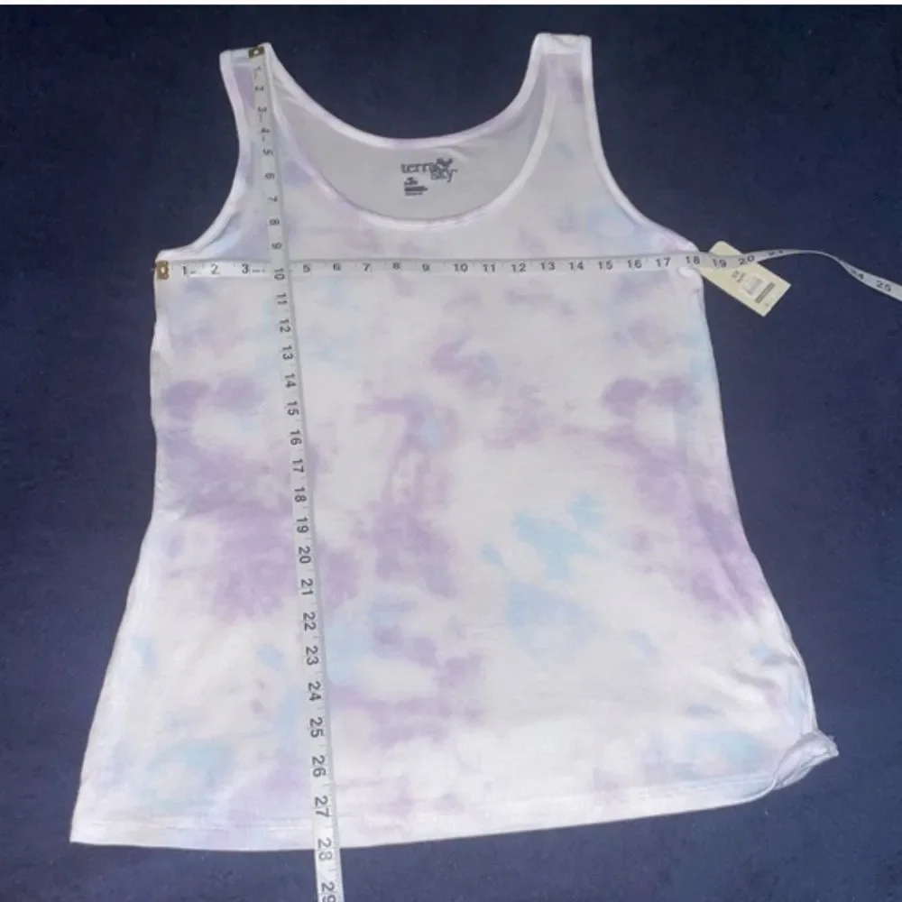 Nwt Terra & Sky Tank Top Womens 0X 14 Light Purple Blue White Ribbed Knit shirt - Picture 8 of 9